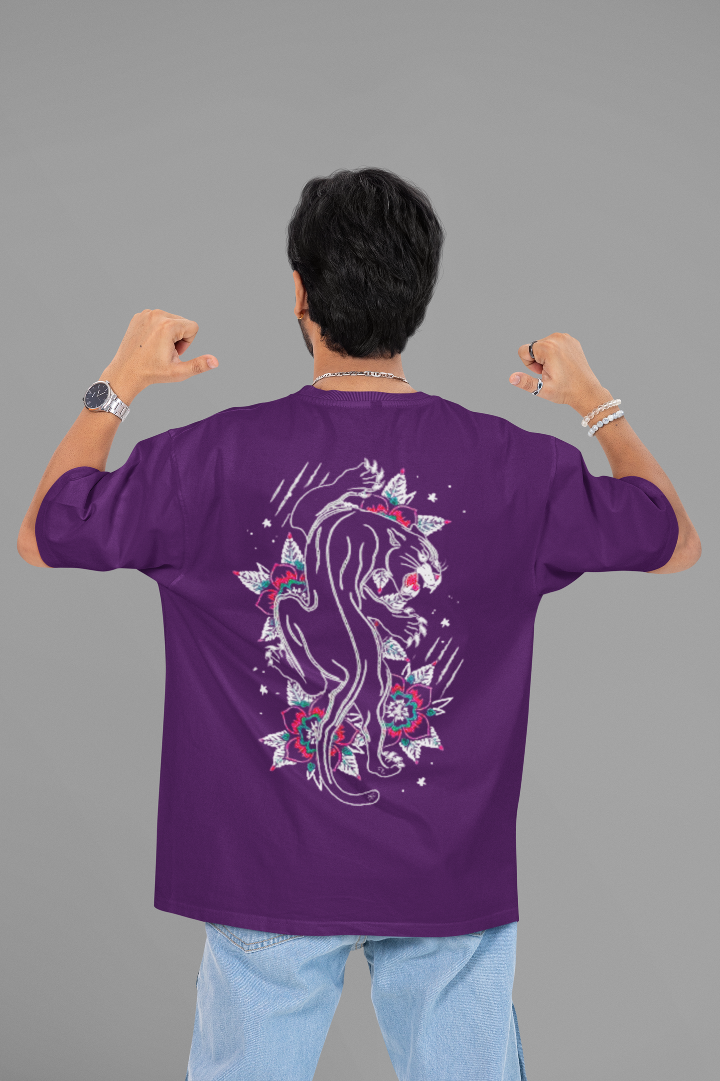 Purple Panther Backprint Relaxed Fit T-Shirt