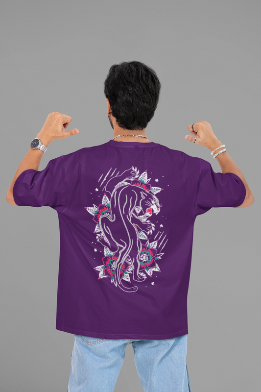 Purple Panther Backprint Relaxed Fit T-Shirt