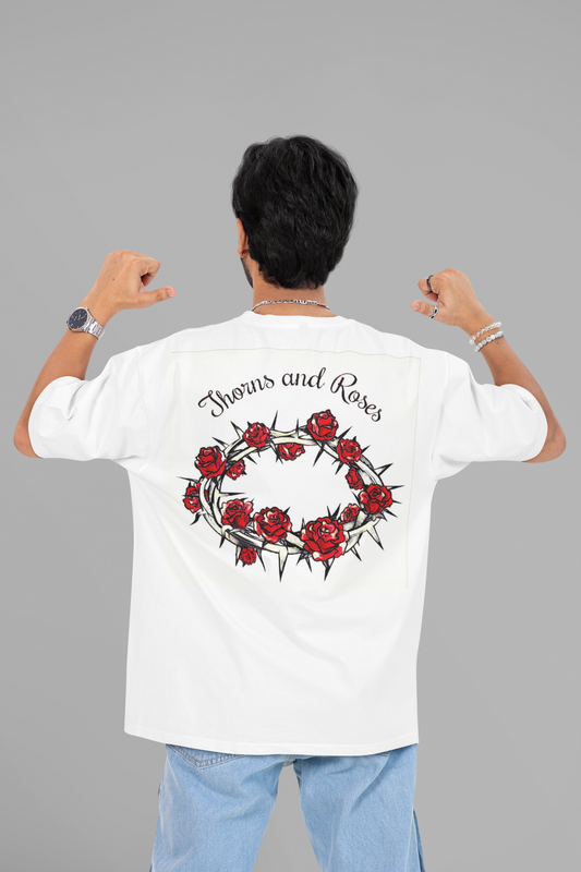 Thorne and Roses Oversized Back Printed Relaxed Fit T-Shirts