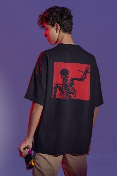 Sinners Oversized Back Printed Relaxed Fit T-Shirts